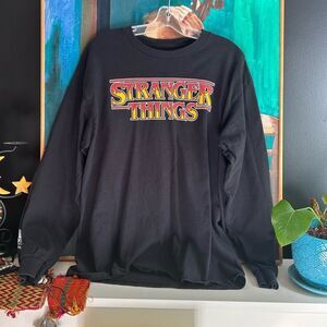 Netflix Stranger Things Black Tee Long Sleeve L